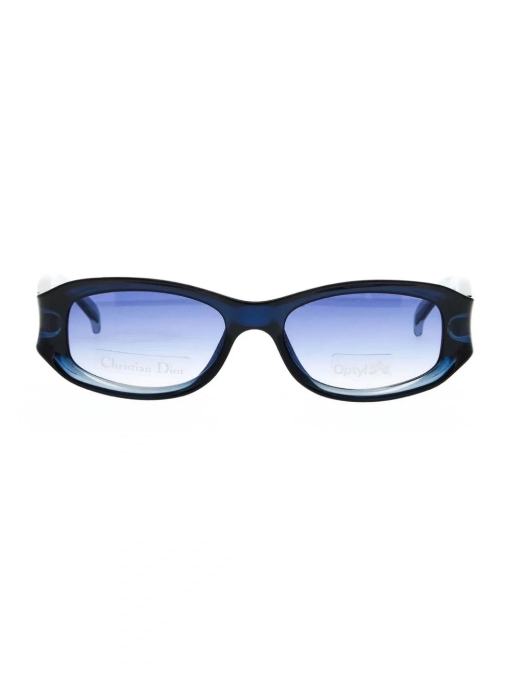 Vtg Christian Dior Chrystel 54Z Blue Gradient Sunglasses Y2K Deadstock Full Set
